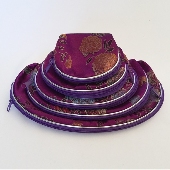 5pc Chinese Silk Cosmetic/Travel Bags! - Picture 2 of 6